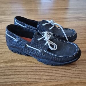 NEW Ferrini Women's Leather Croc print Lace Up Loafer, size 9 NWOB NWOT